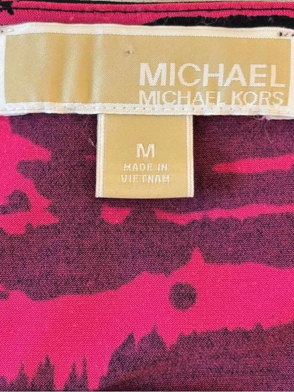 Michael Kors Top Black Pink Tiger Animal Cowl-Neck Ruched medium stretch casual